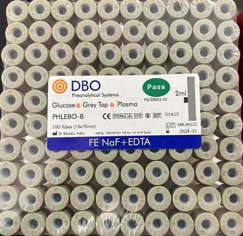 Glass Glucose Tubes Fluoride DBO