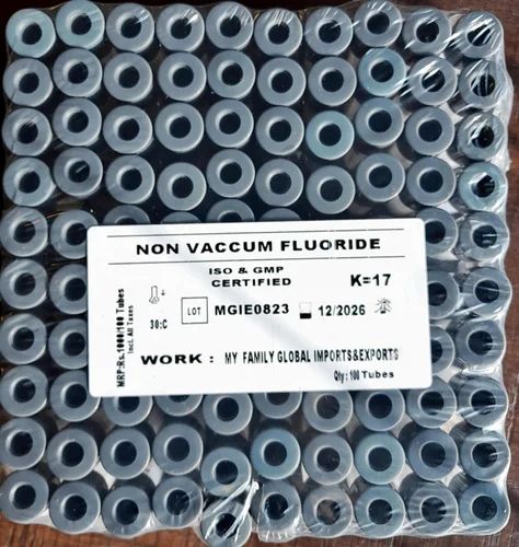 Plastic Sodium Fluoride Non Vacuum Blood Collection Tube, For Laboratory, 2 ml