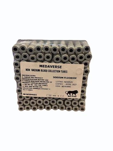 Plastic Sodium Fluoride Vacuum Blood Collection Tube, 3 ml