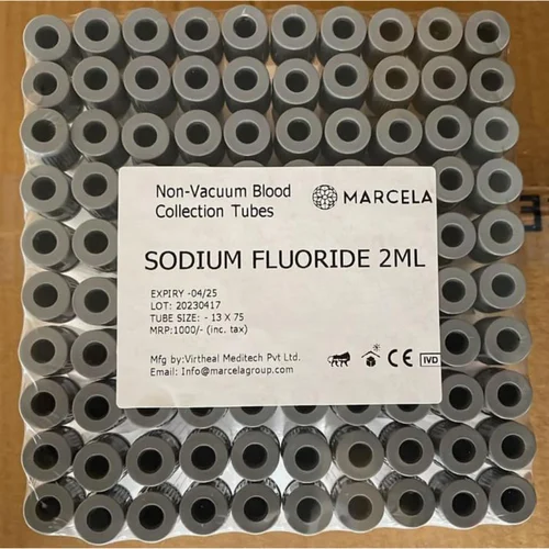 Sodium Fluoride Non Vacuum Blood Collection Tubes, 2 ml
