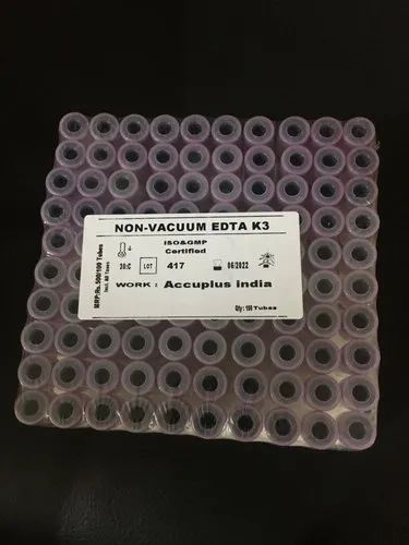 Non Vacuum EDTA K3 Blood Collection Tube, For Laboratory, 2ml