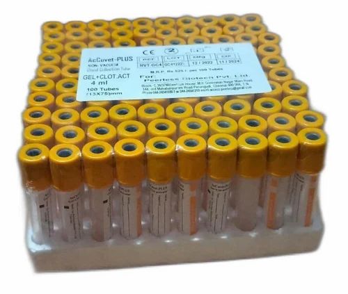 Clot Act. AcCuvet Plus Non Vaccum Blood Collection Tube, For Laboratory