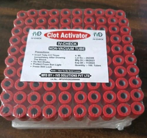 Plastic IV Check Non Vacuum Tube, For Blood Collection