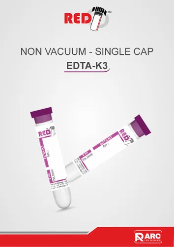 K3 EDTA NON VACUUM SINGLE CAP BLOOD COLLECTION TUBE, For Laboratory