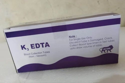 Plastic K3 EDTA Non Vacuum Blood Collection Tube, Size: 5 ml