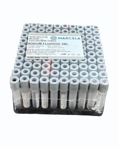 Plastic Edta Marcela Gray Non Vacuum Blood Collection Tube, For Laboratory, 2 ml