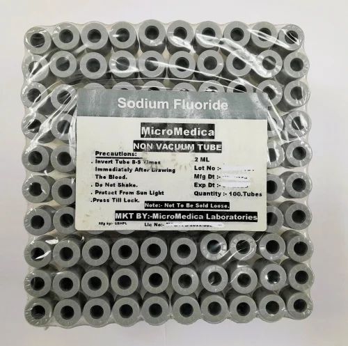 Pet Non-Vacuum Blood Collection Tube Sodium Fluoride Grey Top 2 ML Tube