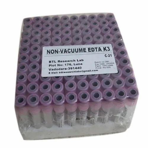 Non Vacuum K3 EDTA Blood Collection Tube, 2 ml