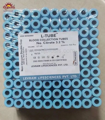 Raj Biosis Light Blue Citrate Tube Non Vacuum