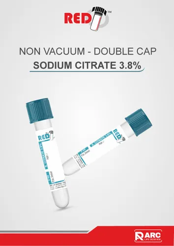 SODIUM CITRATE 3.8% NON VACUUM DOUBLE CAP BLOOD COLLECTION TUBE, For Laboratory