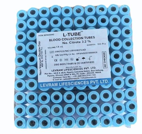 Plastic Sodium Citrate Blood Collection Tubes, Size: 1.8 ml