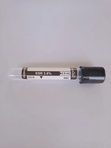Glass Vacuum 3.8% Sodium Citrate Black Top, Size: 2 ml