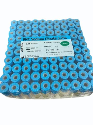 Glass EDTA Sodium Citrate Blood Collection Tubes, Size: 1.8 ml