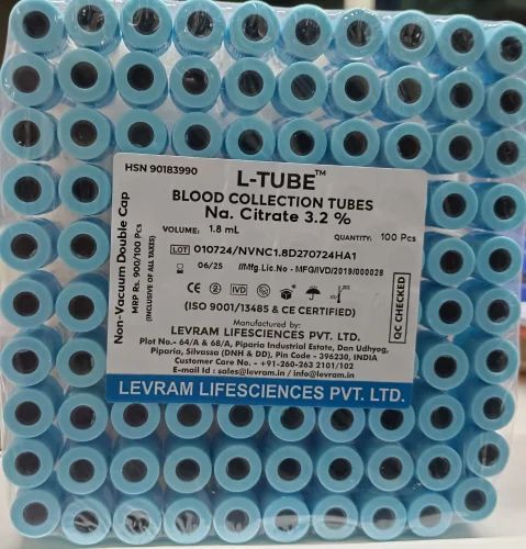 Plastic Sodium Citrate 1.8ml Blood Collection Tube