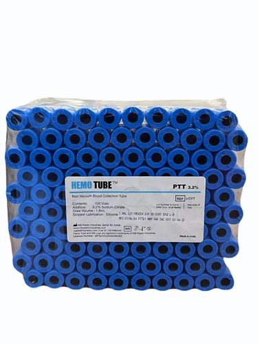 Plastic Sodium Citrate Blood Collection Tubes, Size: 2 ml
