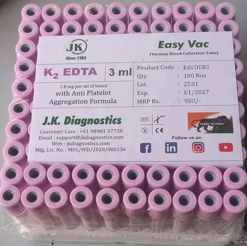K2 Edta Vacuum Blood Collection Tube, Plastic