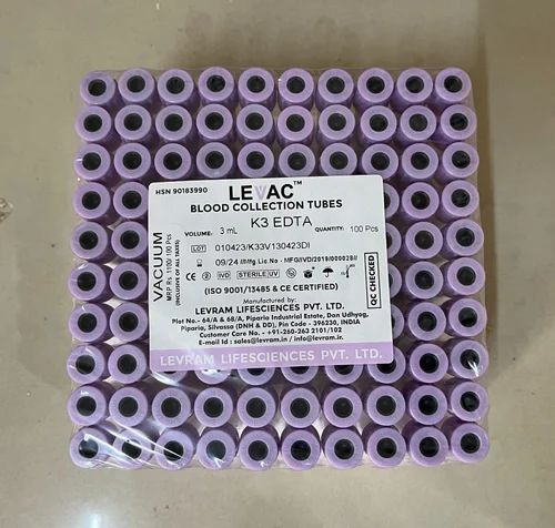 3ml Levac K3 EDTA Vaccum Blood Collection Tube, Plastic