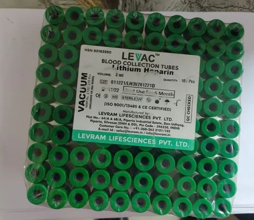 Levac Lithium Heparin Vacuum Blood Collection Tube, For Laboratory