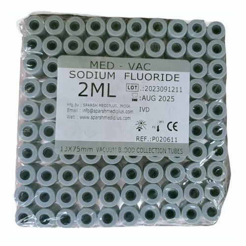 Med-Vac Vacuum Blood Collection Tube, Plastic, Size: 2 ml