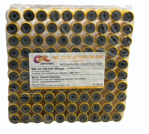 Inprovac Gel Clot Activator Vacuum Blood Collection Tube, PET, Size: 5 ml
