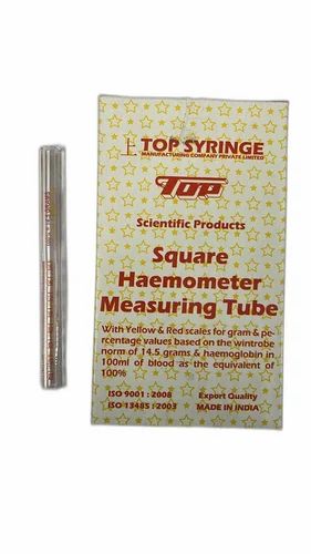 Haemometer tube glass (Hb meter) Square Company-Top Pack size-1x10 pcs