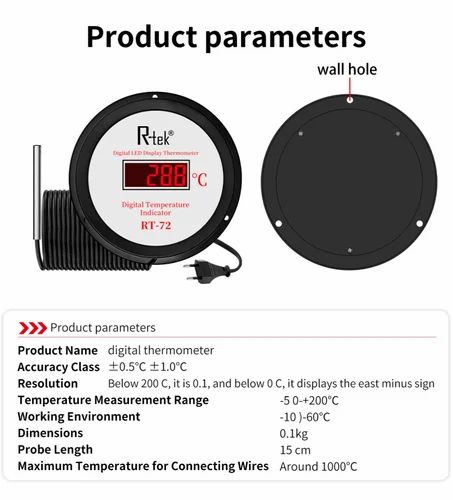LCD Digital Fridge Thermometer, Temp Range: -10 to 50 C