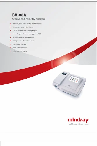 Mindray Semi Automatic Biochemistry Analyzer, Assays: Clinical Chemistry, 40 Kg