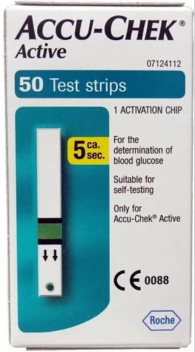 Accu Chek Active Glucometer Strips, 28 days, Model Name/Number: 07114112
