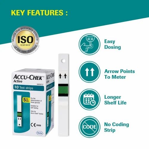 Plastic Accu Chek Active Strips, For Clinical