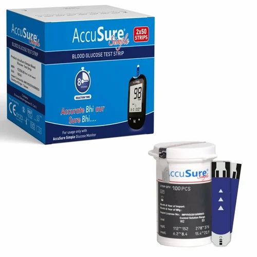 100 Pcs Accusure Simple Blood Glucose Test Strips