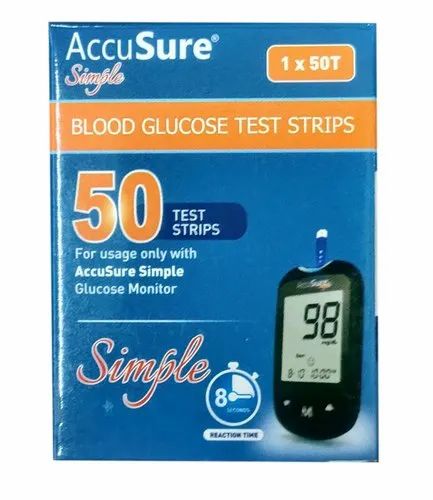 Accu Sure 50 Strips Blood Glucose Test