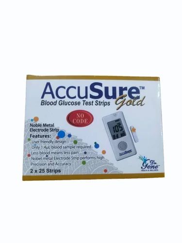 Accusure Gold Blood Glucose Test Strip