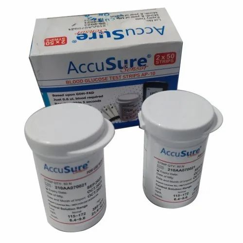 AP-10 Accu Sure Blood Glucose Test Strips, For Hospital