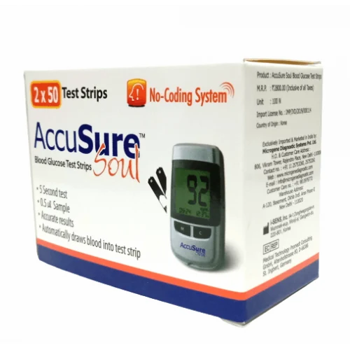 Accusure Glucose  Test Strips (2 x 50 ) box