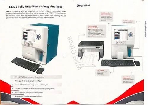 Fully Automatic Haematology Analyzer ckk3 Hematology Analyser, For Laboratory, User Input: Touch