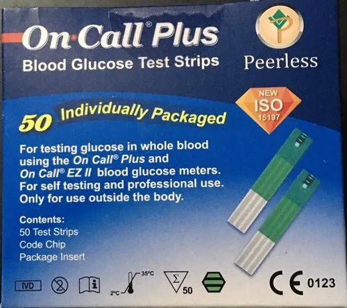 On Call Plus Blood Glucose Test Strips 50s individually packed