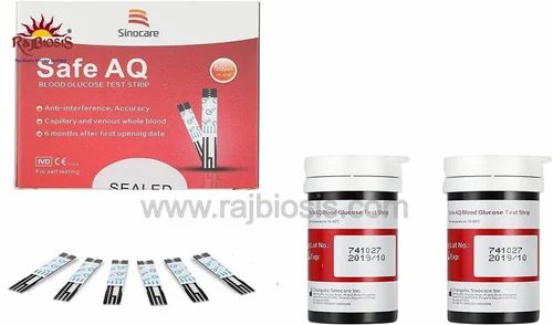 Raj Biosis Sinocare Safe Aq Blood Glucose Test Strip, 50 Strips