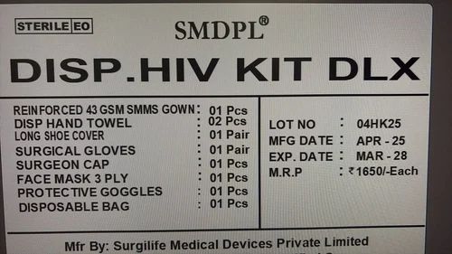 Sterile Disposable HIV Protection Kit DLX with Reinforced SMMS Gown, Gloves, Mask, Goggles & Shoe Co