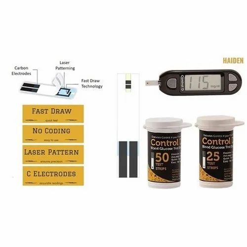 Plastic Control D Blood Glucose Test Strip, For Clinical