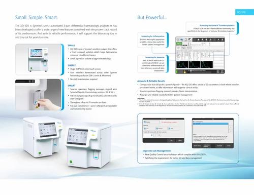 Sysmex XQ320 -  Automated Double chamber 3 part differiantial Hematology Analyser or Cell counter