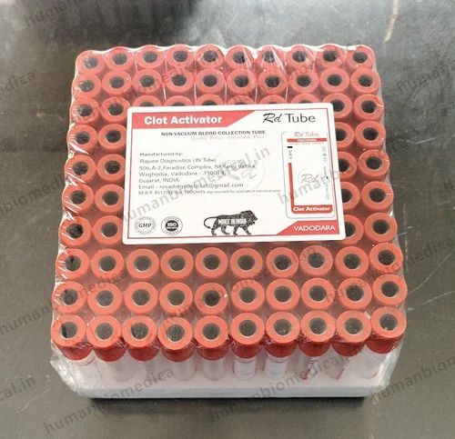 Red (cap Color ) Clot Activator Non Vacuum Blood Collection Tube, 4ml 2