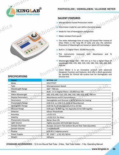 Photocolori Hemoglobin Glucose Meter