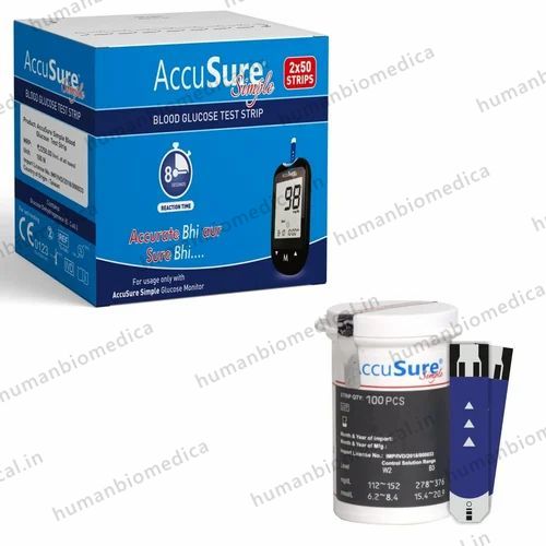 100 Pcs Accusure Simple Blood Glucose Test Strips 2