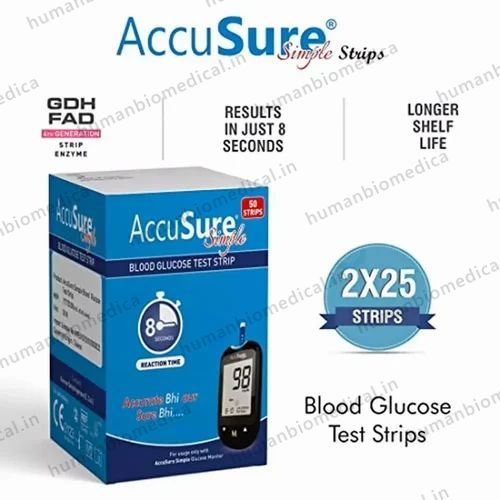Accusure Life Blood Glucose Test Strip, 50 strips