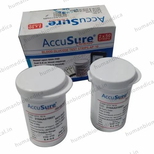 AP-10 Accu Sure Blood Glucose Test Strips, For Hospital