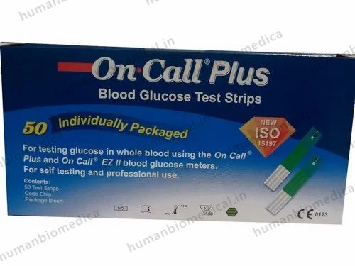 Plastic On Call Plus Blood Glucose Test Strip, For Hospital