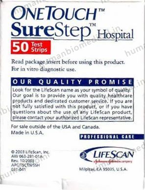 One Touch Surestep Hospital Pack 50 Test Strips