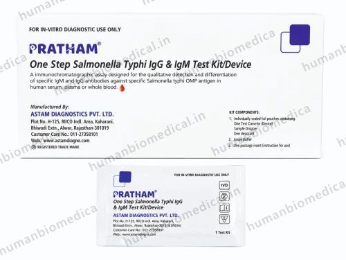 Pratham One Step Salmonella Typhi IgG IgM Test Kit, 50 Tests