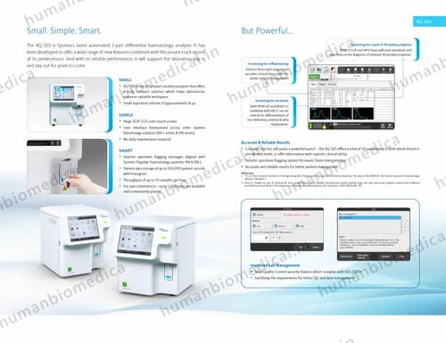 Sysmex XQ320 -  Automated Double chamber 3 part differiantial Hematology Analyser or Cell counter
