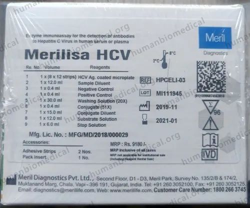 Plastic HCV Elisa Meril Immunology Reagent, For Laboratory